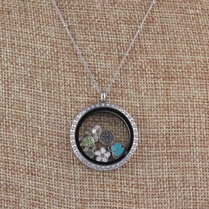 Chains Vinnie Design Jewelry Silver Color Rhinestone Floating Locket Beach Theme Charms Necklace