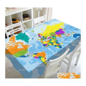 Сторонная ткань Colorf Tablecloth Party Home Decor Geography Global Country Er для REC Square Столы с доставкой доставки сад текстиль OtWob