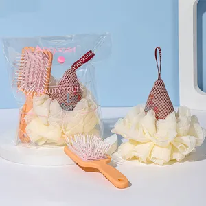 Großhandel 2er-Pack Badeutensilien-Set Eiscreme-Form Duschschwamm Blume und Kamm Körperreinigung Badekugel