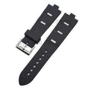 Watchband 22mm 24mm Men Women Watch Band Black Diving Silicone Rubber Strap Stainless Steel Silver Pin Buckle for DIAGONO246I