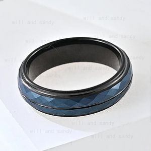 Tungsten Steel Ring Band Rhombus Svart färg Tvåfärgade ringar för män Hip Hop Fashion Fine Jewelry Gift