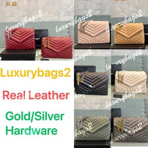 Luoluo luksusowy designerski torba łańcuchowa torebki torebki torebki luksusowe projektanci torby torby 31 cm złota srebrna harware oryginalna skóra 7 kolorów dużych totów komunikator