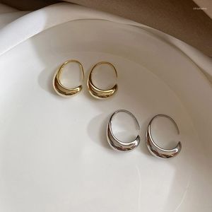 Stud Earrings Minimalist Style Metal Glossy Niche Retro Brop-Shaped Personality Wild C-Shaped Crescent