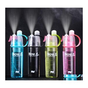 Water Bottles 400/600Ml Bottle Spray Plastic Cup Leakproof Candy Color Gym Yoga Sport Kettle Travel Cam Portable Drop Delivery Home Otva3