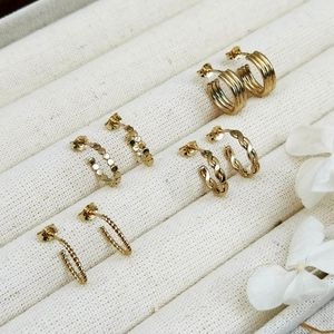 Kolczyki obręcze Prawdziwe 14 -krotnie wypełnione złotem Bolejne kolce Brak zanikania minimalistycznego biżuterii opornej na hipoalergiczne