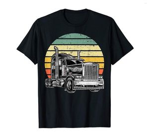 Men's T Shirts Retro Vintage Trucker Big Rig Semi-Trailer Truck Driver Gift T-Shirt