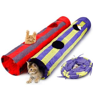 Cat Toys Pet Tunnel Play Foldbara 2 Holes 130cm Crinkle Sound Toy Bulk