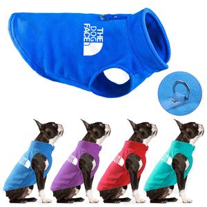 Designer Dog Apparel Fleece Vest Dog Sweater Warm Pullover The Doggy Face Pet Jacket with O-Ring Leash Cold Weather Puppy Clothes for Small Dogs Boy or Girl Blue XL A469