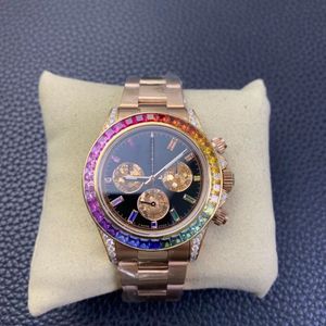 BL 116598 럭셔리 워치 데이 드 레인보우 서클 화려한 다이아몬드 7750 기계식 운동 904L 스틸 40mm 72 시간 운동 에너지 저장