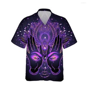 Männer Casual Hemden 3D Gedruckt Magic Hand Evil Eye Hawaiian Shirt Männer Kurzarm Vintage Kleidung Horror Cartoon Für Lose tops