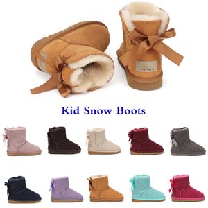 Marca Bambini Ragazze Stivali Scarpe Inverno Bambino Ragazzi Stivali Bambini Snow Bowknot Boot Peluche per bambini Scarpa calda