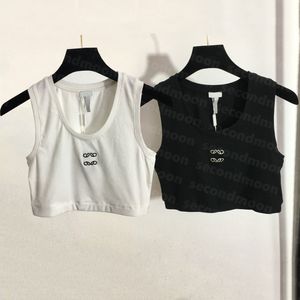 Womens Sexy Crop Top Embroidery Letter Knits Vest Designer Breathable Knitted Vests Women Outdoor Sport Camis