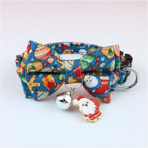 Dog Collars Pet Collar Bow Bell Tie Christmas Cat With The Adjustable Supplies Accessories