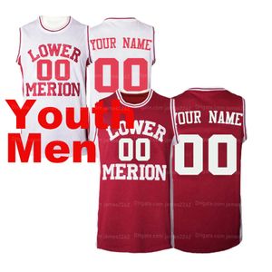 Bryant #33 Lower Merion Basketball Jersey Men's Ed White Red Any Name Number Personalise Custom Men Youth Kids