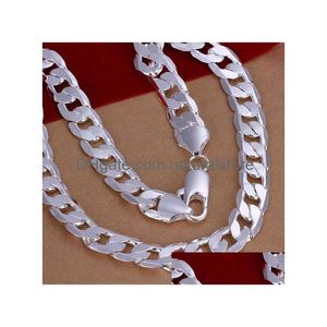 Chains 12Mm Chain Necklace For Men Sier 925 20 22 24 26 Inchs Curb Choker Male Jewelry Wide Collar Torque Mascino Drop Delivery Neck Dhtlr