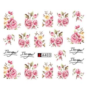 Hele DIY Designer Water Transfer Tips Nail Art Pink Rose Flower Sticker Sticker Decals Women Beauty Wedding303M