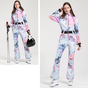 Skiing Jackets 2023 Women One-Piece Ski Suit Slim Outdoor Snowboard Jacket Overalls Warm Jumpsuit Set Winter Clothing Windproof Waterproof