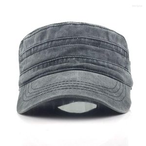 Caps de bola tampa plana de cor sólida Men Shade Summer Baseball Cap material lavado Material Ajustável Versão coreana Pico do sol Sun Visor Hat