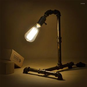 Bordslampor Vintage Industrial Metal Water Tube Bar Counter Light American Country Rustic Bedroom Lamp Study Room Desk Lights