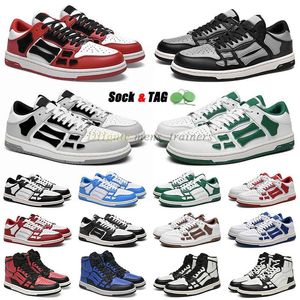 Sapatos masculinos AIVIIRI esqueleto top baixo feminino sapatilhas skel preto e vermelho branco casual trainer corte alto couro envernizado meia-noite azul marinho rosa cinza 1s tênis de grife baixo