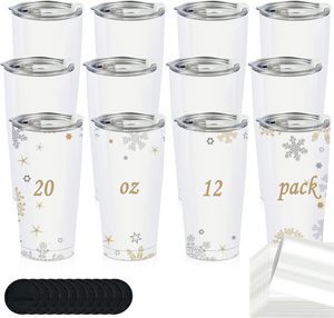 Bicchiere per sublimazione bianco 20 OZ Tazze da viaggio per caffè in acciaio inossidabile con coperchio Tazze per sublimazione per trasferimento di calore fai da te FY5023 ss1213