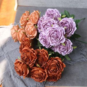 Fiori decorativi Seta artificiale Melaleuca Rosa Matrimonio finto Pografia Bouquet Casa Soggiorno Rose Decorazione floreale