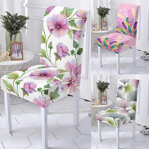 Stoelhoezen 3d kleurrijke bloemenprint stretch cover High Back Dustroof Home Dining Room Decor Chairs Living Lounge
