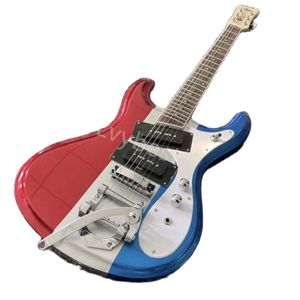 LvyBest Custom Mos Rite Style Electric Guitar med röda vita blå färger specialkroppar