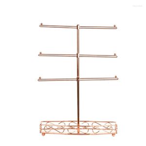 Jewelry Pouches N80E 3 Tier Rose Gold Display Stand Earring Bracelets Watches Hanging Storage Detachable For Collector's Use