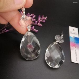 Avize Kristal Kamal 2pcs 38mm Clear Grid Prizma Kolye Octagon Boncuk Bewtie Pin Çelenk Asma Lamba Işık Parçası Suncatcher