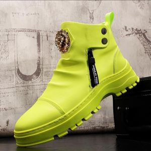 New platform white Dress Shoes loafers high-end leather boots anti-wrinkle high-top boot party wedding punk comfort shoe A23