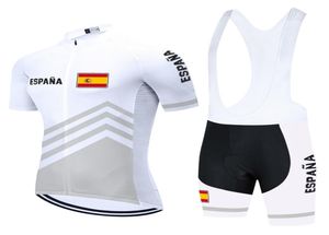2021 Drużyna Hiszpańska Jersey BIB Zestaw White Rower Clothing Szybkie suche ubrania rowerowe noszenie Men039s krótki Maillot Culotte Suit3750847