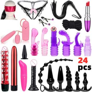 Vibrator sexleksak för par erotisk anal pärla rumpa plug pisk rep g spot stimulator dildo bdsm set fetisch vuxen spel hpl3 3UC2