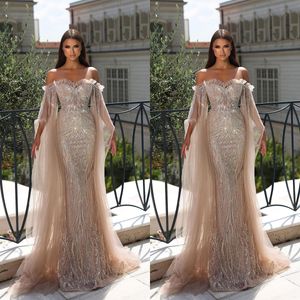 Luxury Mermaid Evening Dresses Full Sequines Ruffles Long Sleeve Prom Gowns Custom Made Special Occasion Dresses