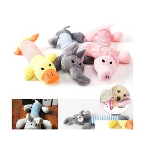 Dog Toys Chews Cute Pet Cat Plush Squeak Sound Dogs Funny Fleece Durability Chew Molar Toy Fit For All Pets Elephant Duck Homefavor Dhm8H