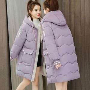 QNPQYX Winter Women Parkas Long Down Cotton Coats Korean Windproof Student Thick Parkas Woman Casual Loose Zipper Warm Jackets