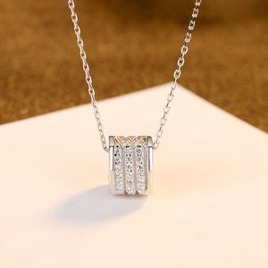 S925 Sterling Silver Necklace Micro Set Zircon Good Lucky Geometry Pendant Necklace European Fashion Women Collar Chain Wedding Party Mångsidig smycken Present SPC