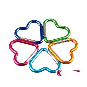 Keychains Lanyards Carabiner Keyrings Heart Shaped Keychain Party Favor Outdoor Sports Camp Snap Clip Hook Hiking Aluminum Metal C Oty2G