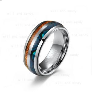 Tungsten Steel Ring Band Wood Opal Shell Pierścienie dla mężczyzn Kobiety Hip Hop Fashion Will Will and Sandy