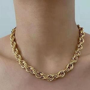 Jóias de hip hop de moda 8mm 316l Cadeias de titânio Twisted Corda Designer Colar Woman Woman 18K Chain de link de ouro Chaker feminino punk curto colares grossos para mulheres presentes