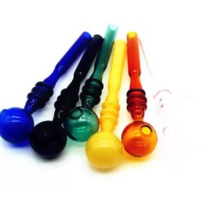 Thick Pyrex Clear Glass Pipe Oil Burner 140mm Colorful Tube Wax Burning smoking water pipes