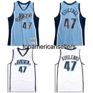 Costura Andrei Kirilenko Jersey de basquete S-6xl Mitchell Ness 2009-10 Mesh brancos clássicos de hardwoods Retro Version Men Women Youth Jerseys