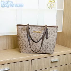 factory ladies shoulder bags simple Joker brown letter tote bag large-capacity wear-resistant printed handbag street trend contrast leather handbags 6851#