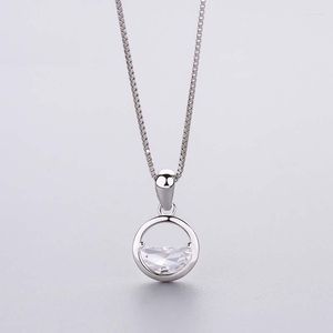 Kedjor Spring Water 925 Sterling Silver Pendants Necklace For Women Rhodium Plated Choker Jewelry Box Chain Halsband Girls