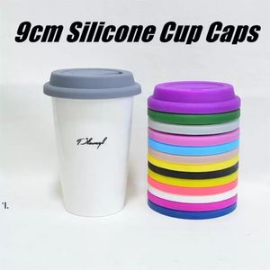 Coperchio della tazza del silicone di 9cm Riutilizzabile Tazza di caffè della porcellana Tappi a prova di versamento Tazze di tè del latte Coperchio della guarnizione Coperchi ss1213