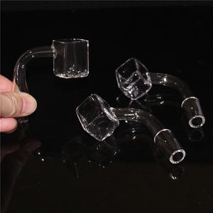 Hookahs 2mm Thick Quartz Banger Nail Square Sugar Cube Quartz Nails 14mm/18mm/19mm Female Male 90 Degree Clear Joint