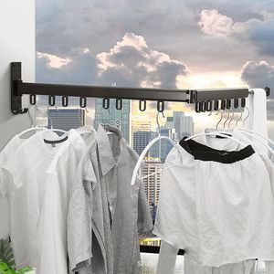 Hangers Folding Clothes Rack Balcony Wall Mounted Invisible Indoor Drying Quilt Rod