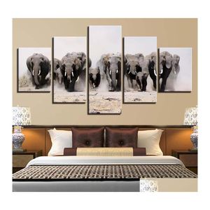 Andere Home Decor Modar Foto Canvas Kunstwerk 5 Panel Olifant Wall Art Mode Poster Schilderij Kader Moderne Woonkamer Drop De Otnca