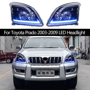 Bilstrålkastare Belysningstillbehör DRL Dagsljus för Toyota Prado LED -strålkastare Högstrålen Turn Signal Front Lamp