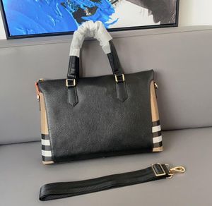 Deaigner märke män Axelväskor Portfölj lyx randig pläd ko Läderdesigners Handväskor hög 7a kvalitet Herr Laptop Messenger Bag totes plånböcker 38cm